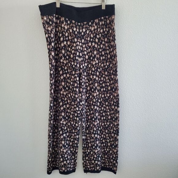 LOGO by Lori Goldstein Knit Pants 2XL Brown Wide Leg Cheetah Print Pull On - Picture 1 of 7